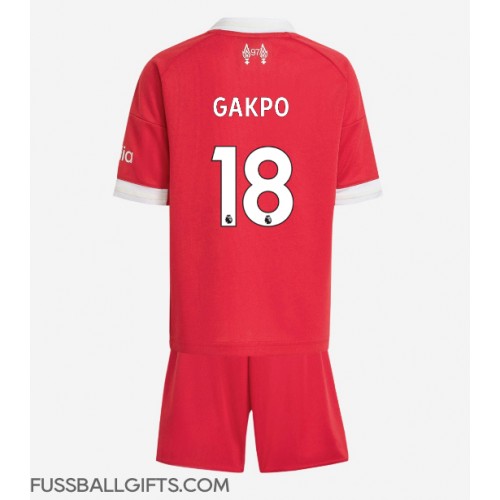 Liverpool Cody Gakpo #18 Fußballbekleidung Heimtrikot Kinder 2025-26 Kurzarm (+ kurze hosen)